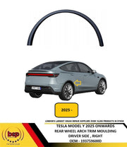 TESLA MODEL Y 2025 ON REAR WHEEL ARCH TRIM OUTER MOULDING BLACK DRIVER RIGHT